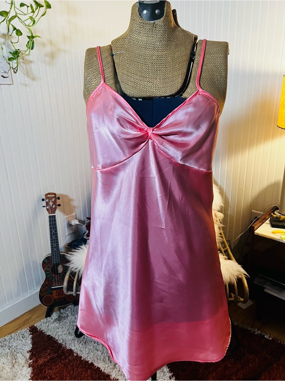 VTG Silky Pink Satin Chemise Slip - Women's Intimates